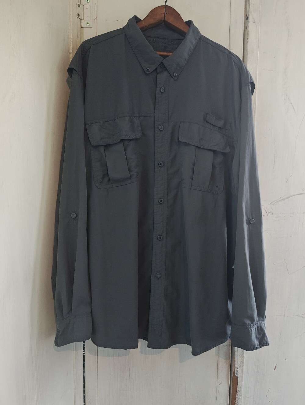 Clear Water Outfitters Men's Dark Gray Casual Button-Up Jacket Shirt